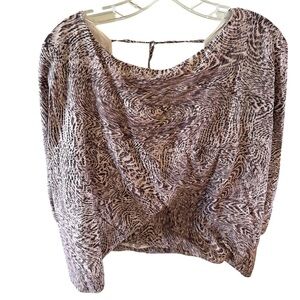 Alice + Olivia Brown Printed Blouson Top size Medium